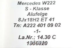 A2224010902 d'origine Mercedes w222 Classe S 18 in Jante Alufelge 8jx18 et41