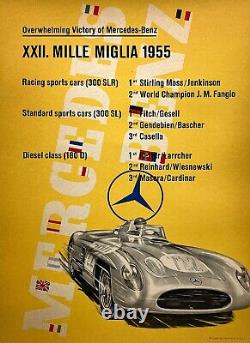 Original Vintage Mercedes Benz Affiche Mille Miglia 1954 Formule One